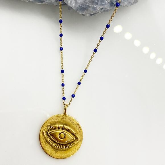 NEW Anthropologie Evil Eye Pendant Necklace - Picture 7 of 9